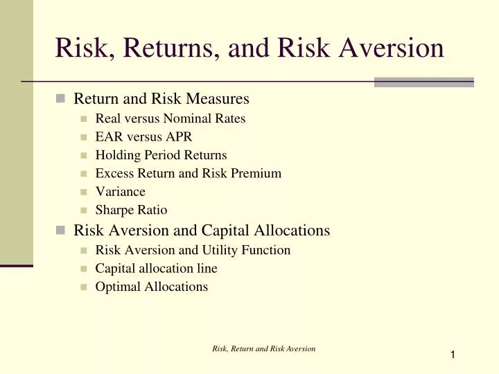 risk returns and risk aversion