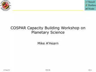 COSPAR Capacity Building Workshop on Planetary Science