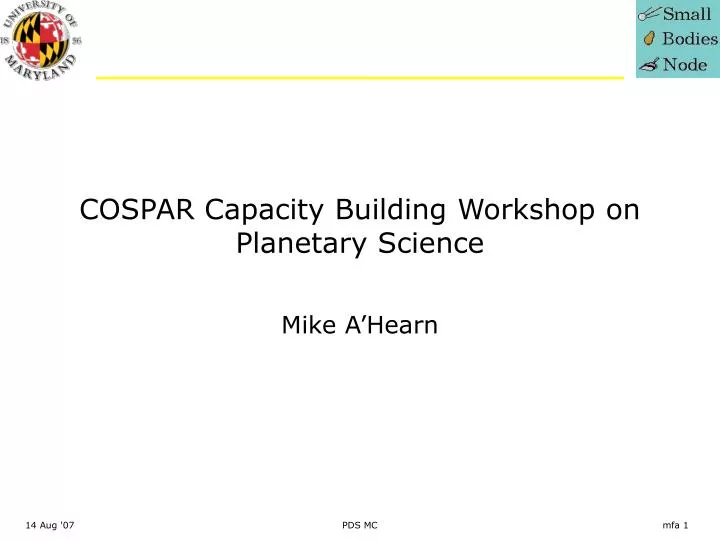 cospar capacity building workshop on planetary science