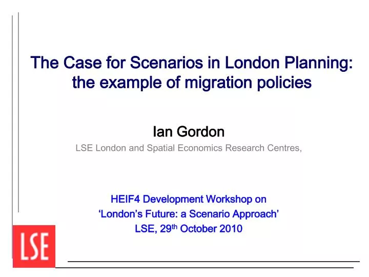 the case for scenarios in london planning the example of migration policies