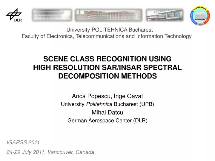 scene class recognition using high resolution sar insar spectral decomposition methods