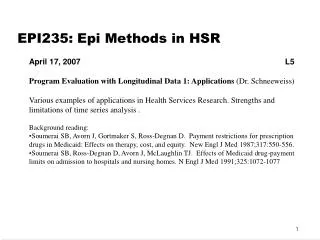 EPI235: Epi Methods in HSR
