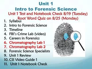 Unit 1 Intro to Forensic Science