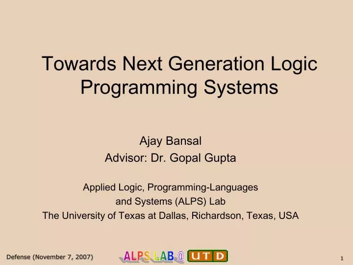 towards next generation logic programming systems