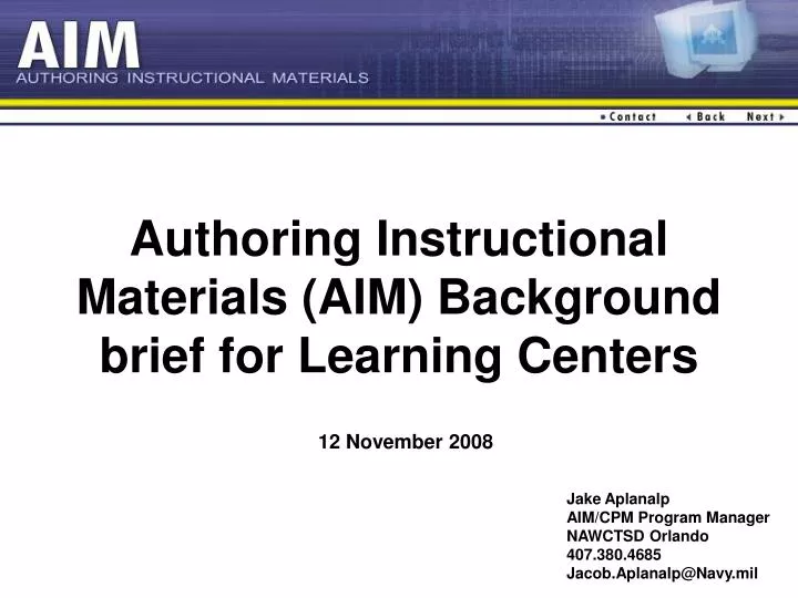 authoring instructional materials aim background brief for learning centers