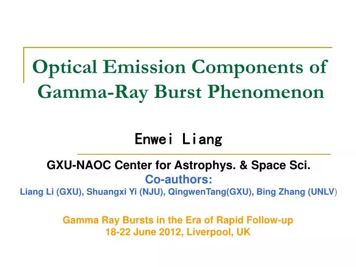 optical emission components of gamma ray burst phenomenon