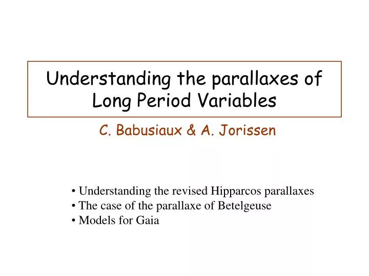 understanding the parallaxes of long period variables