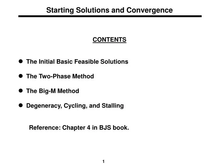 starting solutions and convergence
