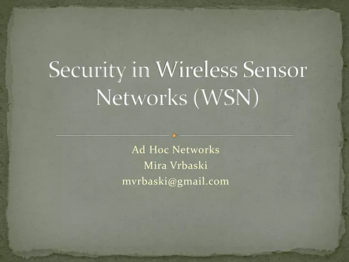 security in wireless sensor networks wsn