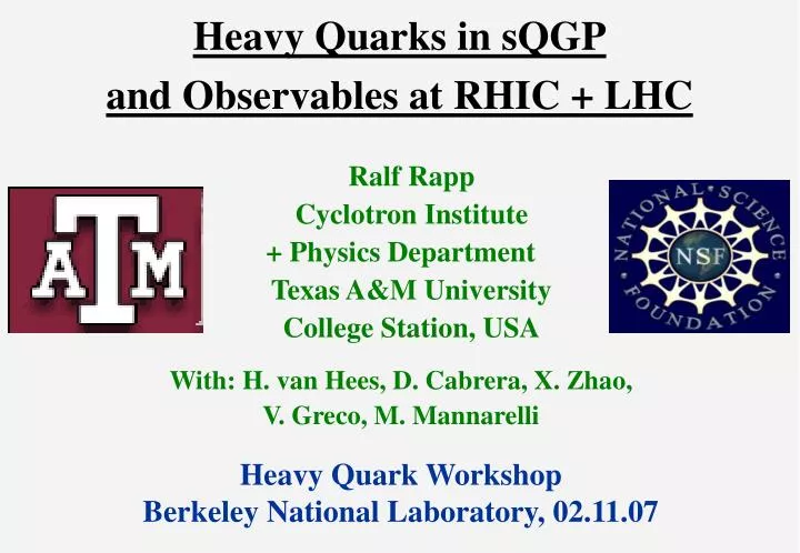 heavy quarks in sqgp and observables at rhic lhc