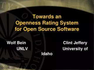 Towards an Openness Rating System for Open Source Software