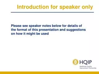 Introduction for speaker only