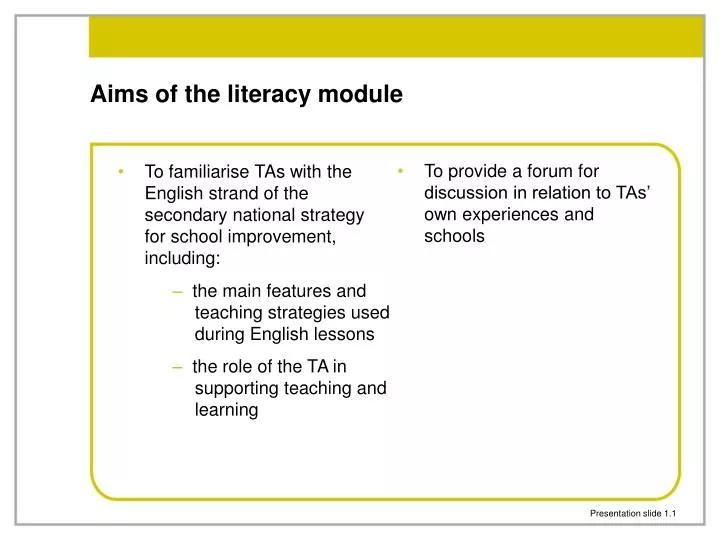 aims of the literacy module