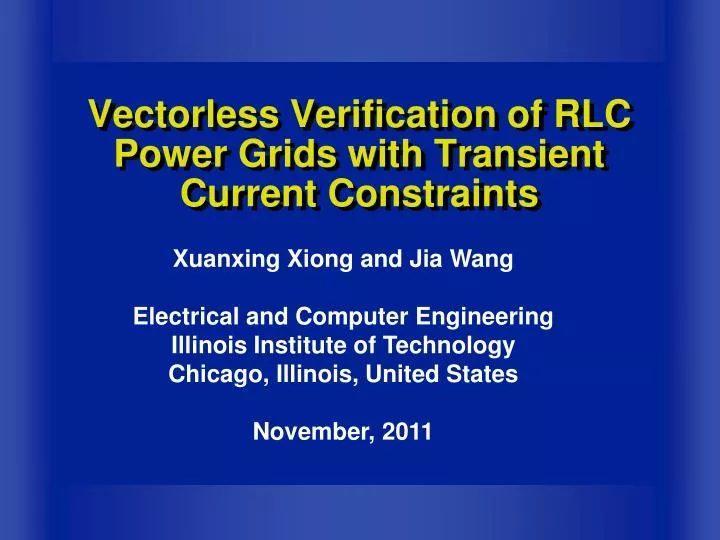 vectorless verification of rlc power grids with transient current constraints
