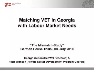 Matching VET in Georgia with Labour Market Needs