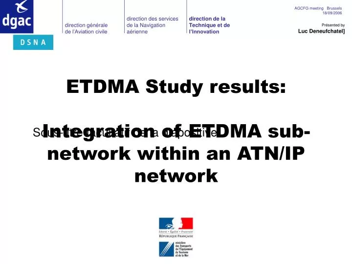 etdma study results integration of etdma sub network within an atn ip network