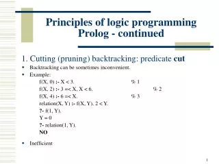 Principles of logic programming Prolog - continued