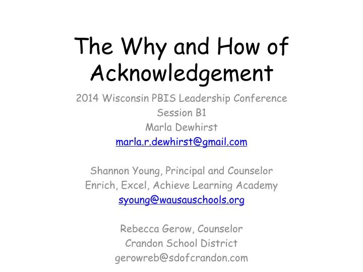 the why and how of acknowledgement