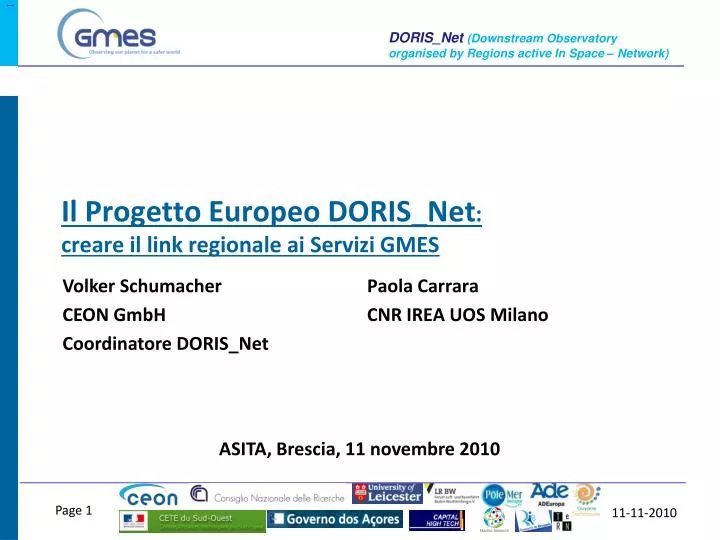 il progetto europeo doris net creare il link regionale ai servizi gmes