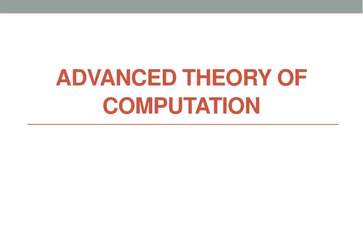 advanced theory of computation