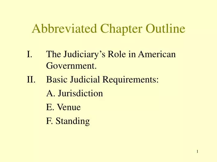 abbreviated chapter outline