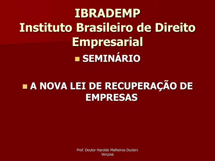 ibrademp instituto brasileiro de direito empresarial