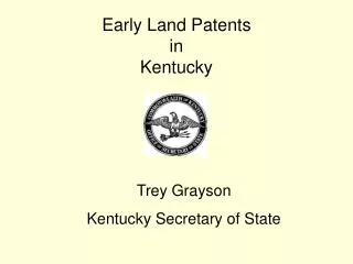 Early Land Patents in Kentucky