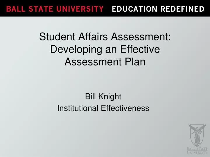 student affairs assessment developing an effective assessment plan