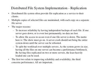 Distributed File System Implementation - Replication