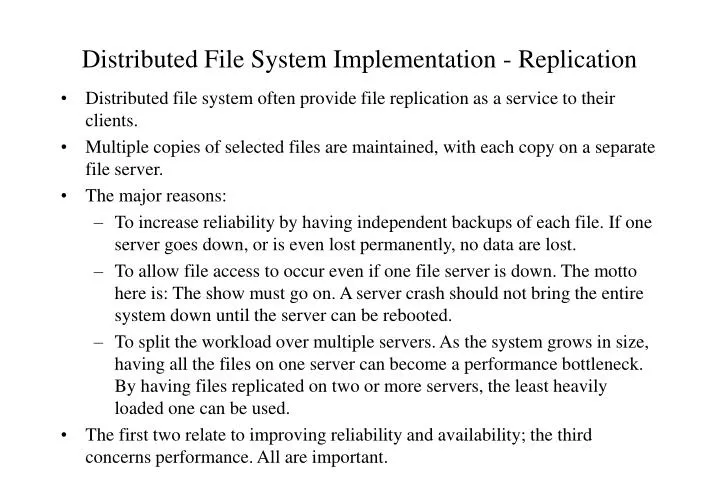 distributed file system implementation replication