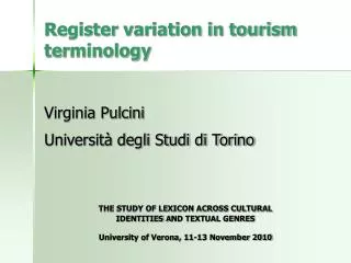 Register variation in tourism terminology