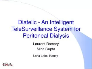 Diatelic - An Intelligent TeleSurveillance System for Peritoneal Dialysis