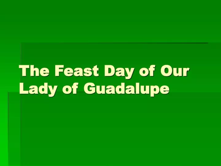 the feast day of our lady of guadalupe