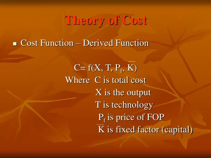 theory of cost