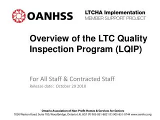 Overview of the LTC Quality Inspection Program (LQIP)