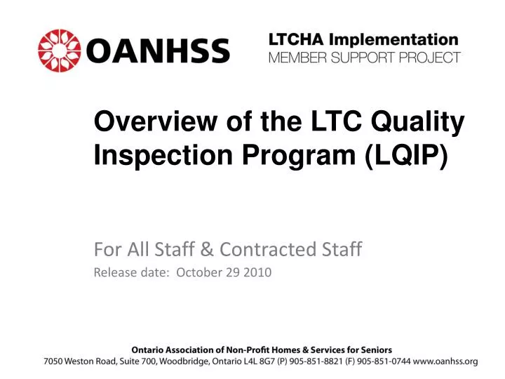 overview of the ltc quality inspection program lqip