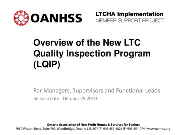 overview of the new ltc quality inspection program lqip