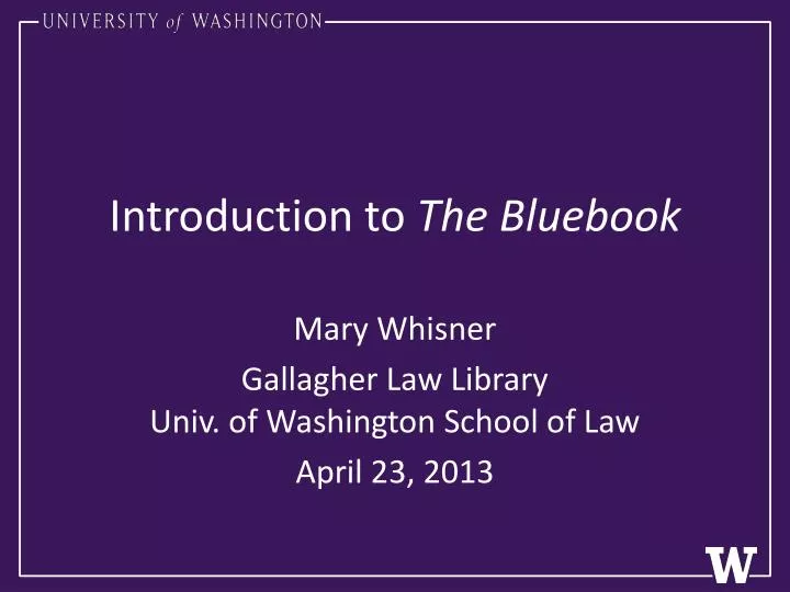introduction to the bluebook
