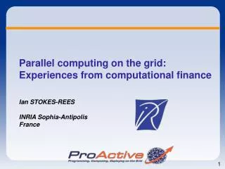 Parallel computing on the grid: Experiences from computational finance