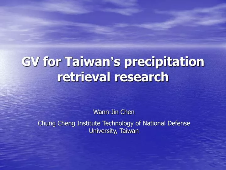 gv for taiwan s precipitation retrieval research