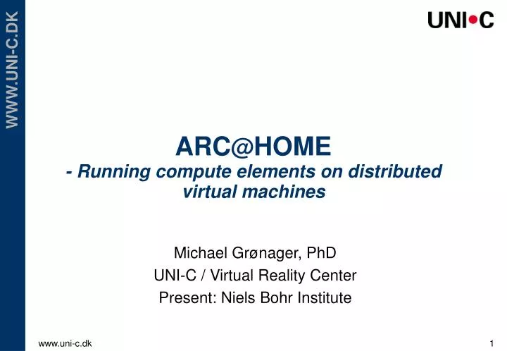 arc @ home running compute elements on distributed virtual machines