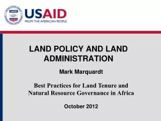 LAND POLICY AND LAND ADMINISTRATION