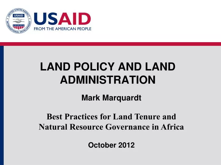 land policy and land administration