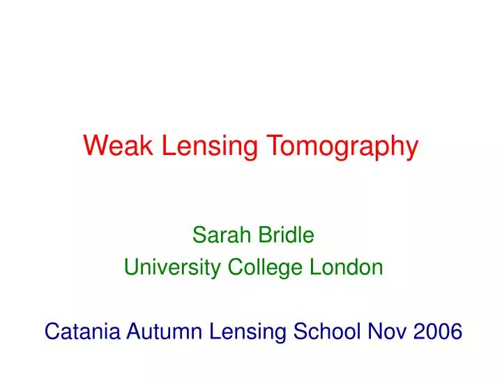 weak lensing tomography