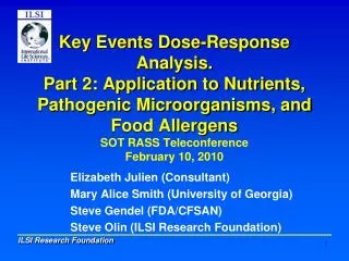 Elizabeth Julien (Consultant) Mary Alice Smith (University of Georgia) Steve Gendel (FDA/CFSAN)