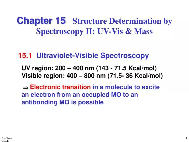 chapter 15 structure determination by spectroscopy ii uv vis mass