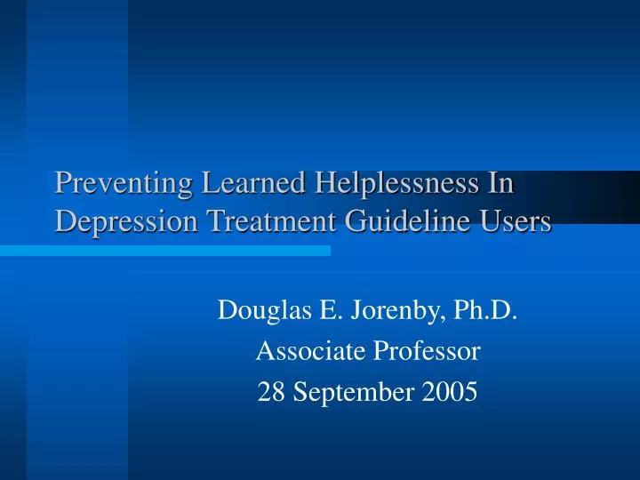 preventing learned helplessness in depression treatment guideline users