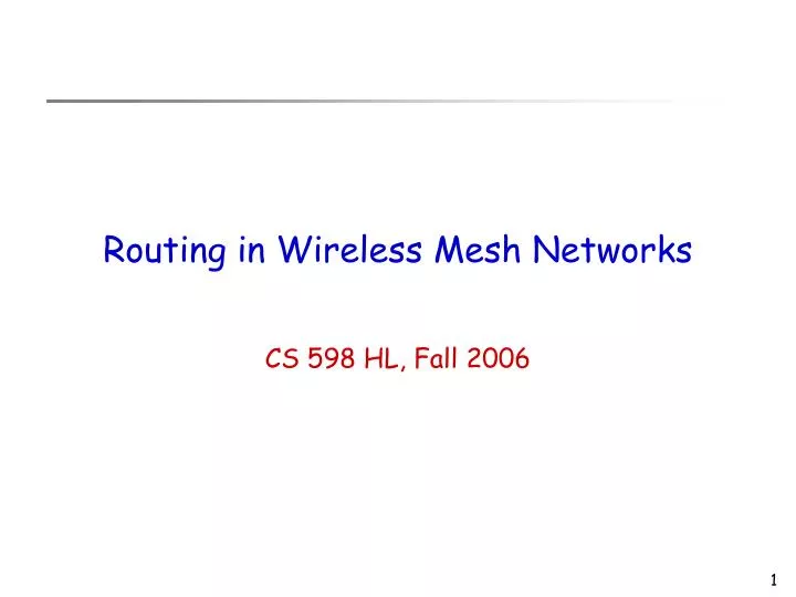 routing in wireless mesh networks