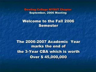 Dowling College NYSUT Chapter September, 2006 Meeting