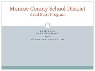 Monroe County School District Head Start Program